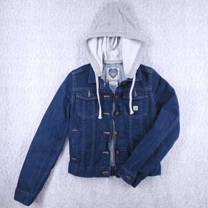 Carhartt Jacket Women Med Detroit Denim Tomboy Jean Trucker Detach Fleece Hood